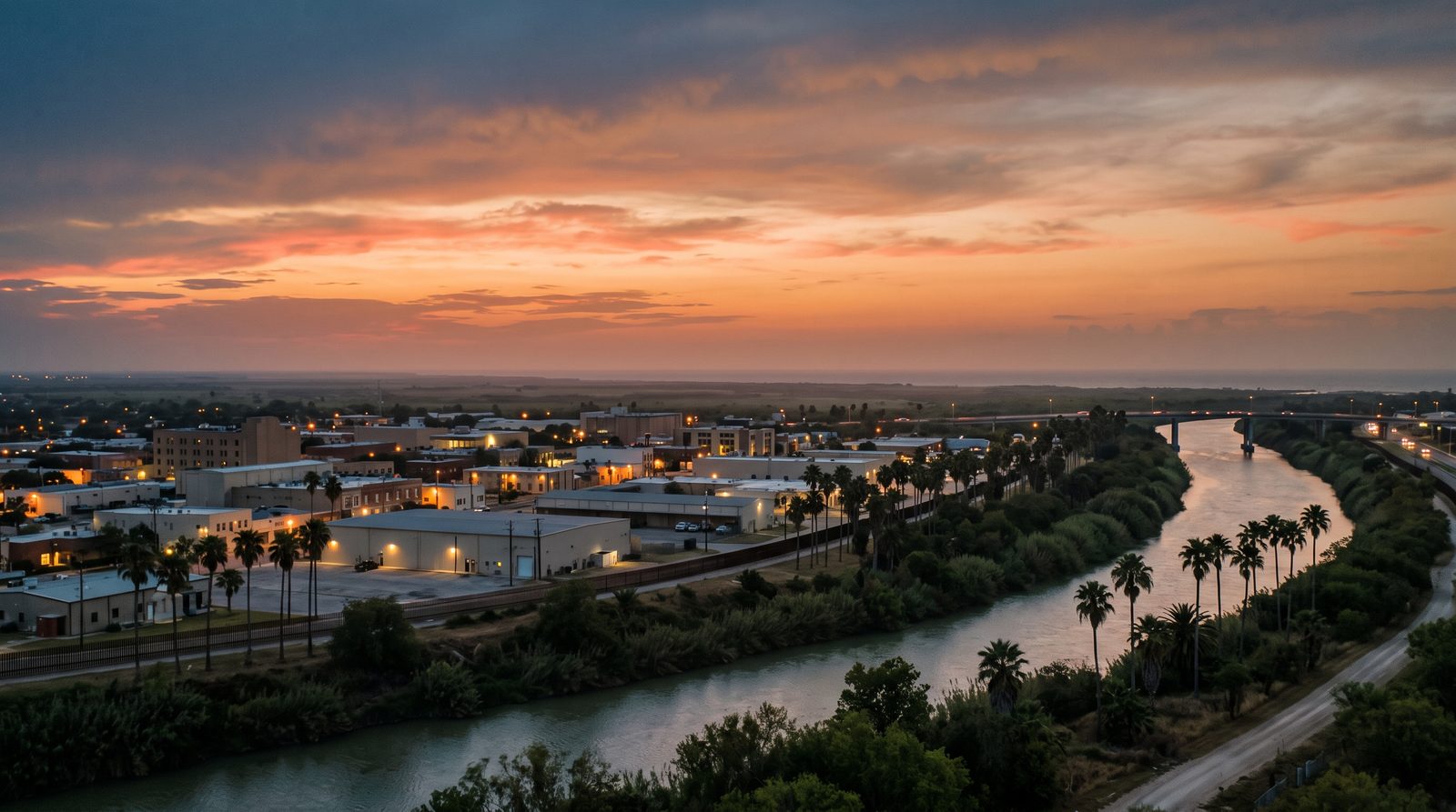 Brownsville, Texas skyline at dusk