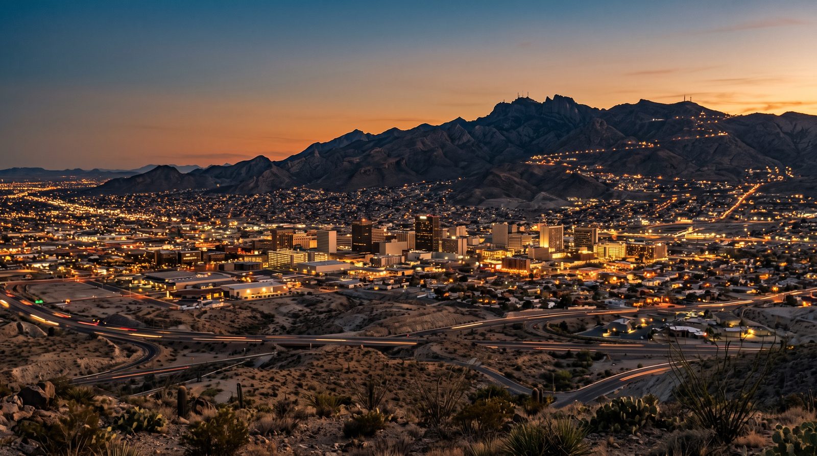 El Paso, Texas skyline at dusk
