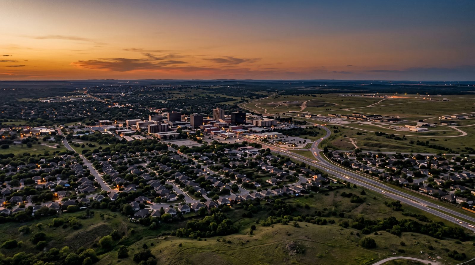Killeen, Texas skyline at dusk