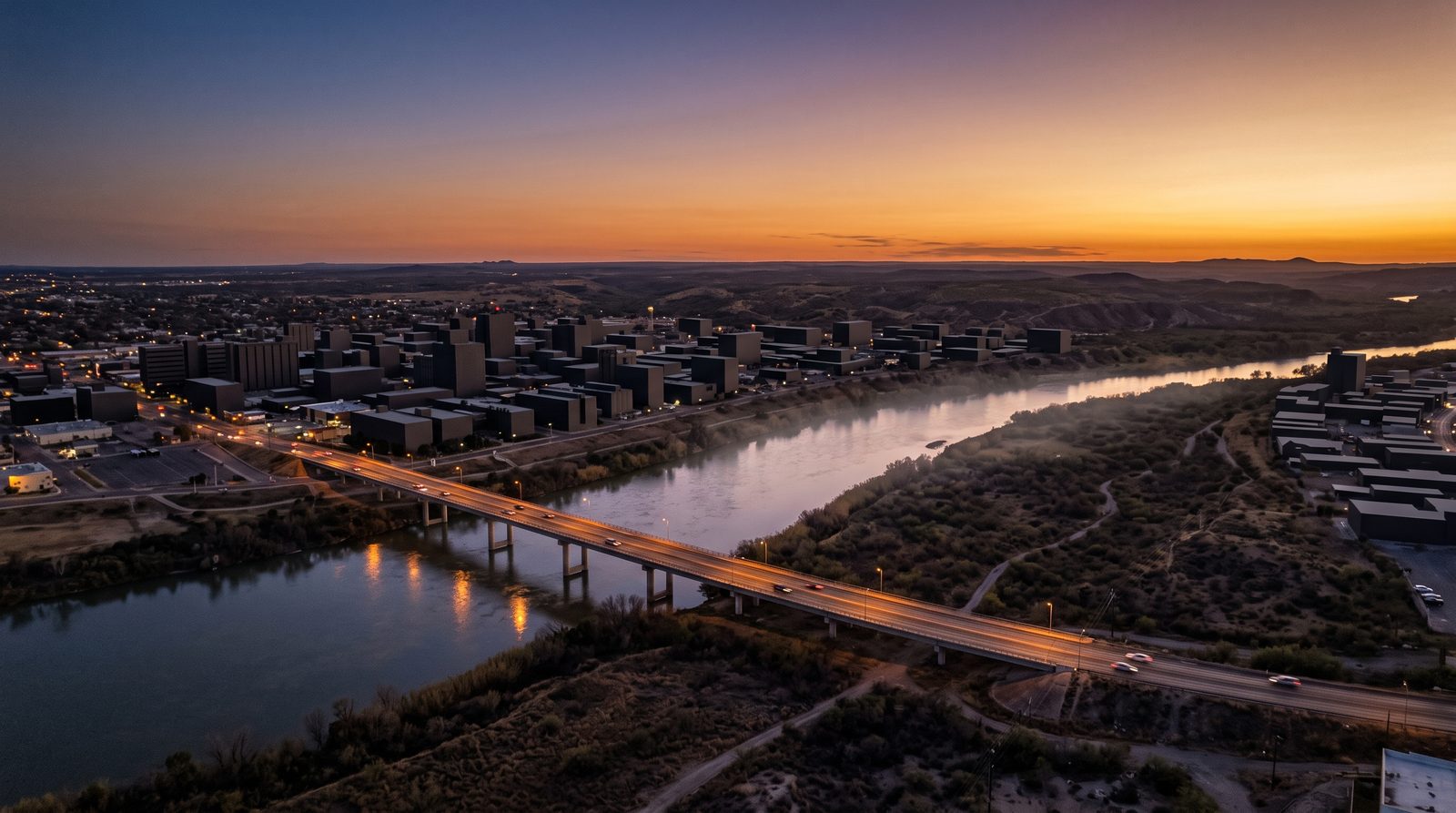 Laredo, Texas skyline at dusk