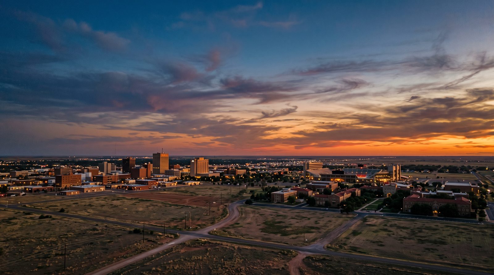 Lubbock, Texas skyline at dusk