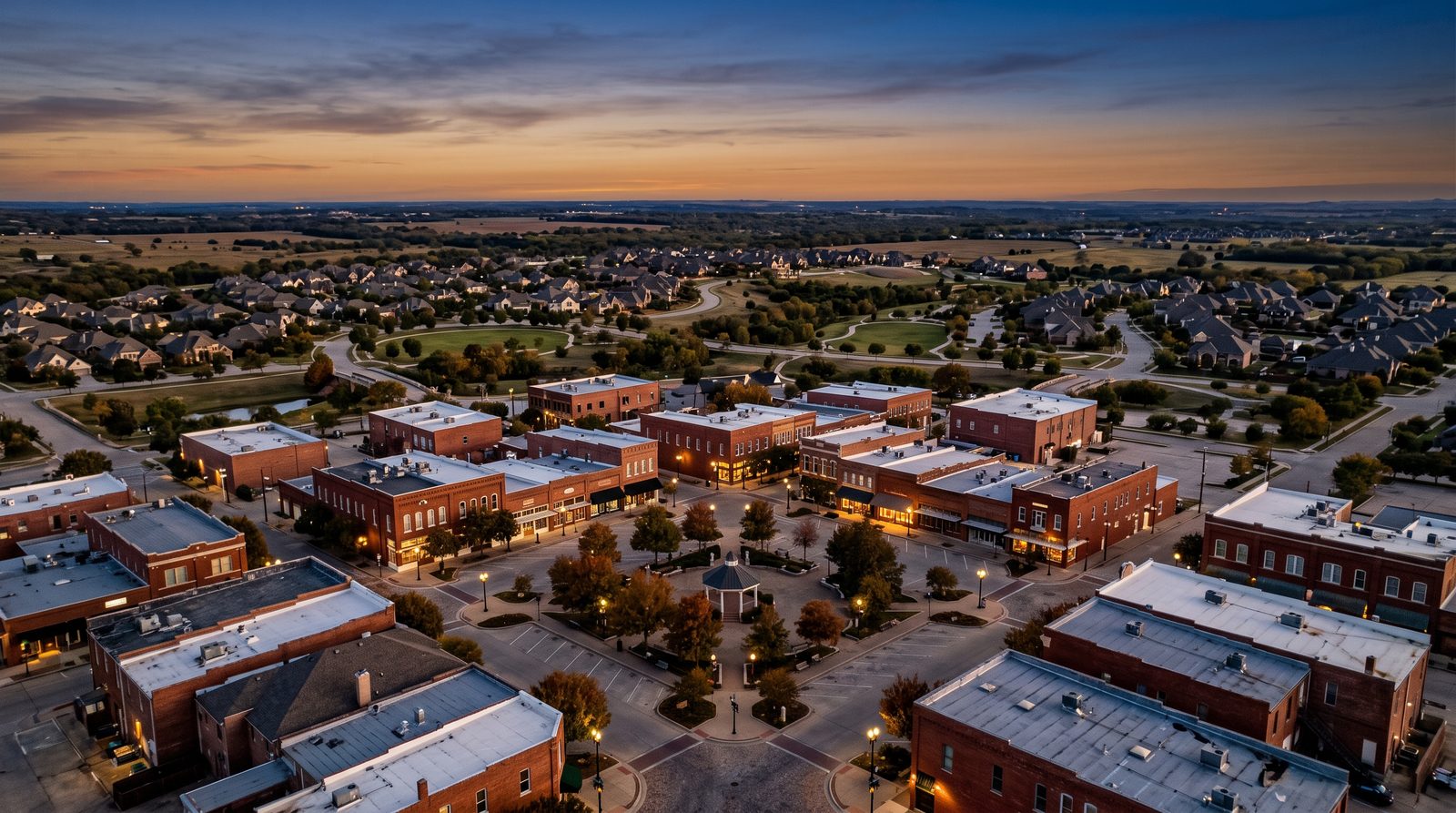 McKinney, Texas skyline at dusk