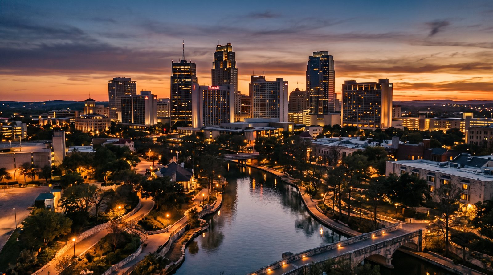 San Antonio, Texas skyline at dusk